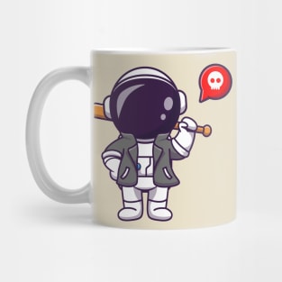 Cool Astronaut With Baseball Bat And Jacket Cartoon Mug